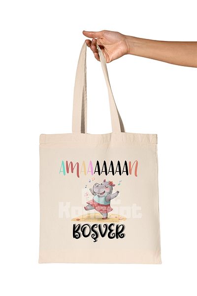 giftkonsept Safe Throwaway Colorful Text Printed Gift Organic Raw Cloth Bag