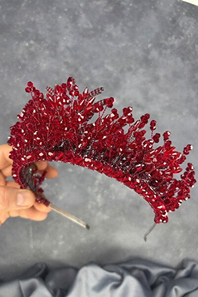 Limelia إكسسوار شعر تاج الحناء للعرائس من ليفان باللون العنابي