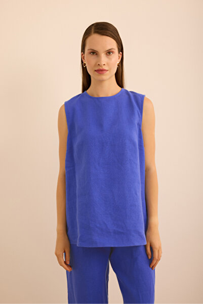 Aker Αμάνικη λινή μπλούζα με λαιμόκοψη ποδηλάτου