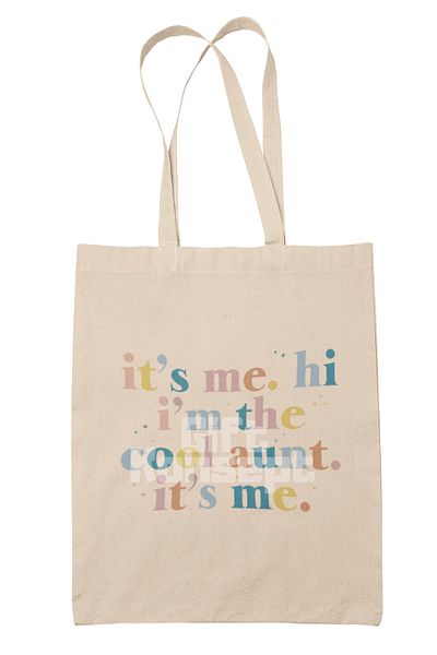 giftkonsept Its Me Hi I'M the Aunt Hala Aunt Printed Gift Organic Raw Cloth Bag