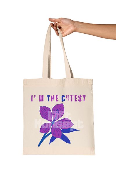 giftkonsept I'M the Cutest Flower Printed Gift Organic Raw Cloth Bag