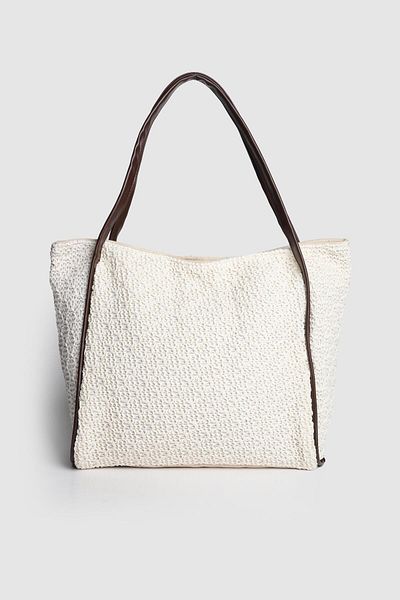 La La'Graccio Paris Lagraccio Paris Women's Aceo Straw-Knitted Oversized Shoulder Bag Knitted Cream Coffee