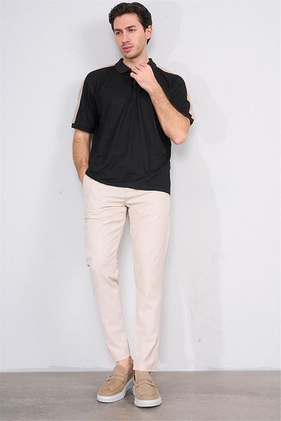 Çetinkaya Chester Polo 3768 Men's Polo Neck Pique T-Shirt Black