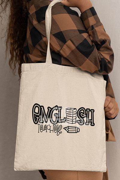 giftkonsept English Teacher 4 Printed English Teacher Printed Gift Organic Raw Cloth Bag
