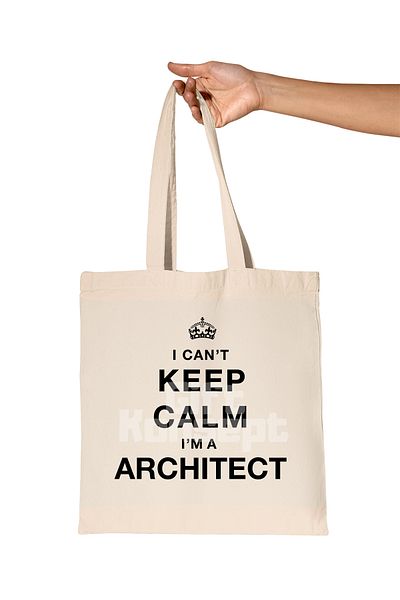 giftkonsept Keep Calm Architect Printed Architect Organic Raw Cloth Bag