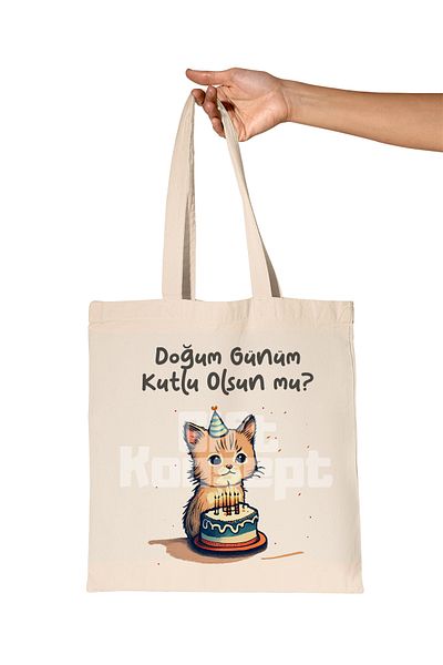 giftkonsept Happy Birthday Mu Printed Gift Organic Raw Cloth Bag