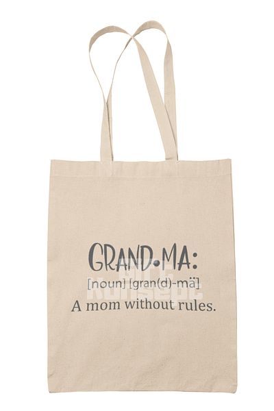 giftkonsept Grandma Noun Printed Grandma Printed Gift Organic Raw Cloth Bag