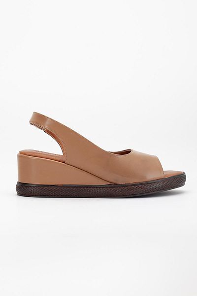 Dilimler Ayakkabı Women's Wedge Heeled Shoes Mink Side Closed Toe Open