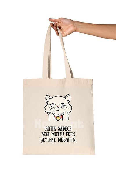 giftkonsept Now I'M Only Available for Things That Make Me Happy Printed Gift Organic Raw Cloth Bag