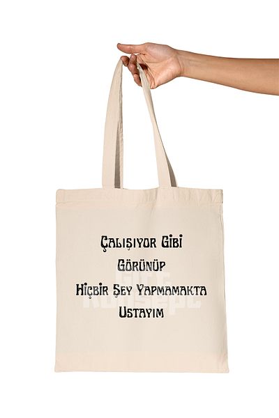 giftkonsept It Looks Like I'M Working and I'M Not Doing Anything No:2 Printed Gift Organic Raw Cloth Bag