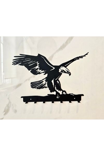VELUX HOME Predatory Elegance: Black Metal Eagle Keychain