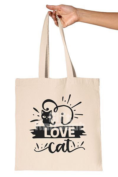 giftkonsept Love Cat Printed Cat Love Cat Lover Printed Gift Organic Raw Cloth Bag