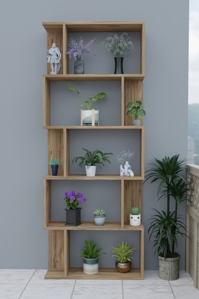 Remaks SCALA 5 RAFLI Çiçeklik Rafı Saksılık Standı Dekoratif Aksesuar Rafı Saksılık-MEŞE