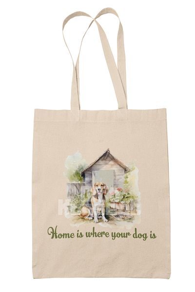 giftkonsept Home Is Where the Dog Is Written Dog House Theme Dog Lover Printed Gift Organic Raw Cloth Bag