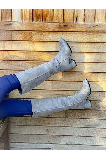 BERFONA FELİPE СІРИЙ ЗАМШОВИЙ ЧОБІТ З КАБЛУКОМ 5 СМ