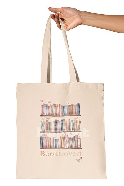 giftkonsept Booktrovert 3 Printed Book Lover Introverted Printed Gift Organic Raw Cloth Bag