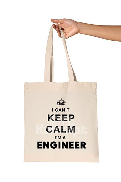 giftkonsept Keep Calm Engineer Printed Engineer Organic Raw Cloth Bag