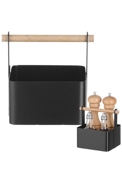 HENDI Organizer koszyk stołowy na przyprawy z drewnianą rączką 17x13x16 cm - 427057