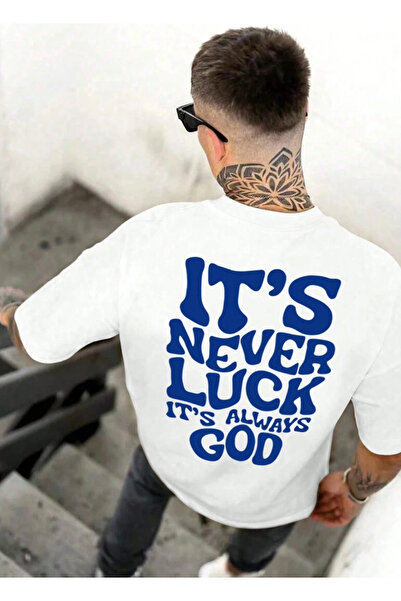 LAYORA Tricou pentru bărbați cu supradimensionat fraze de credință scrisă - N...