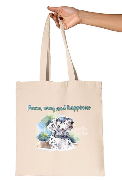 giftkonsept Peace Woof Dogs Dog Lover Printed Gift Organic Raw Cloth Bag