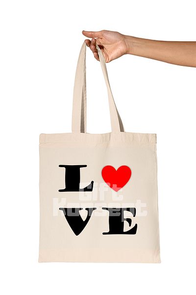 giftkonsept Love Printed Gift Organic Raw Cloth Bag