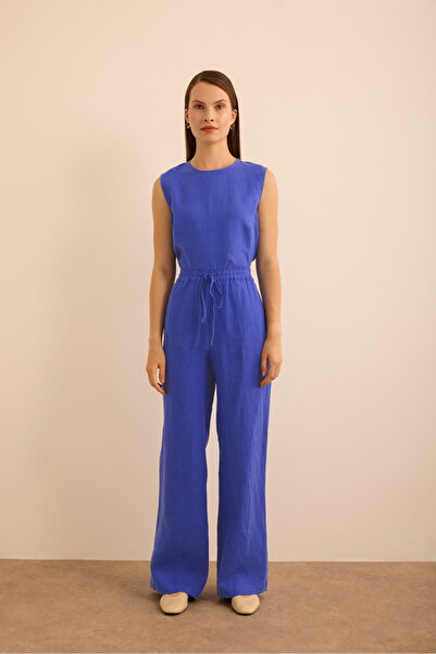 Aker Beli Lastikli Keten Pantolon