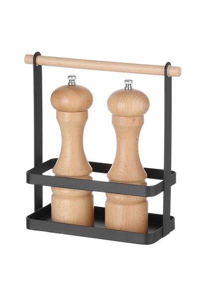 HENDI Organizer koszyk stołowy na przyprawy z drewnianą rączką 23x10x24 cm - 427040