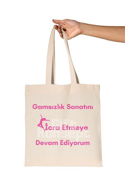 giftkonsept I Keep Practicing Performing the Art of Greed No:2 Printed Gift Organic Raw Cloth Bag