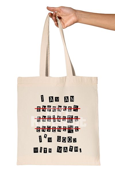giftkonsept I'M Good with Math Printed Engineer Organic Raw Cloth Bag