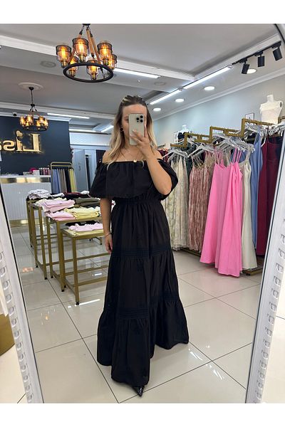 LİSAA BUTİK Madonna Collar Black Princess Dress