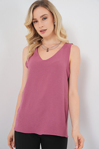 Bigdart V-Neck Zero Sleeve Blouse 950 - A.Dried Rose