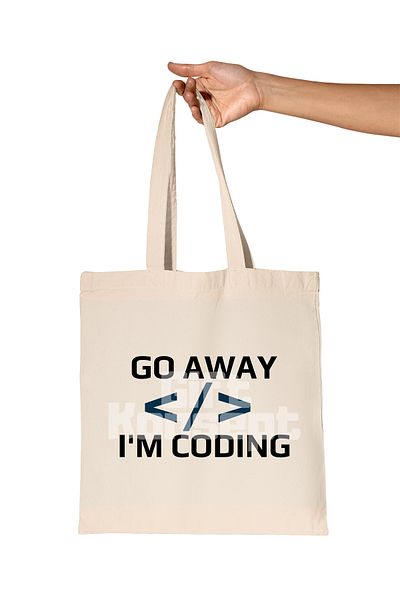 giftkonsept Go Away I'M Coding Printed Software Developer Organic Raw Cloth Bag