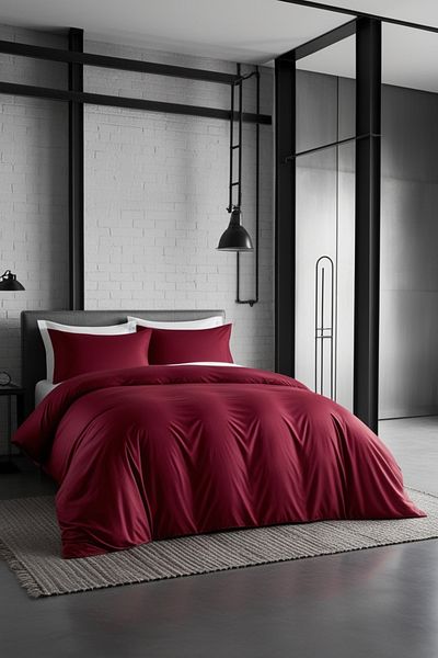 Helen George – 100% Cotton Double Duvet Cover Set | Burgundy
