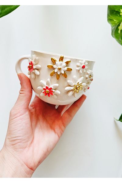 WEBBMODA Handmade Design Flower Mug