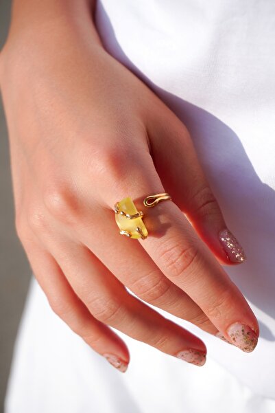 Rumon Kedigözü Doğal Taş Altın Kaplama Pirinç El yapımı Yüzük