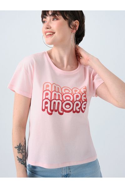 Loft Tricou de damă cu croiala normală Lf2038918 ROZ DESCHIS