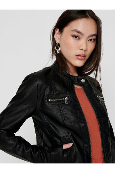ONLY Leather Jacket Onlbandit Faux Leather Biker 15081400-blk