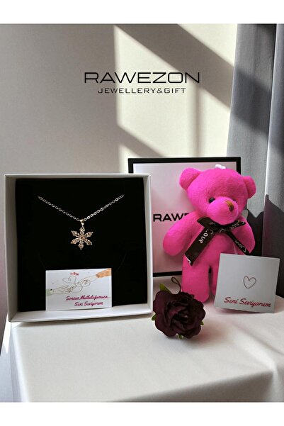 RAWEZON Elit Seri Konsept Hediye-Özel Kutuda Gold Lotus Çelik Kolye- Peluş Ay...