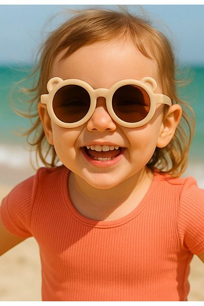 Lexi Bella Cute Kids Sunglasses Beige Teddy Bear Frame Uv 400 Protected Ce Certificated Kids Children Sunglasses