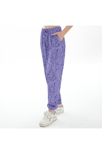 ASN concept Women's Patterned Lilac Color Trousers with Elastic Legs (with Plus Size Option)