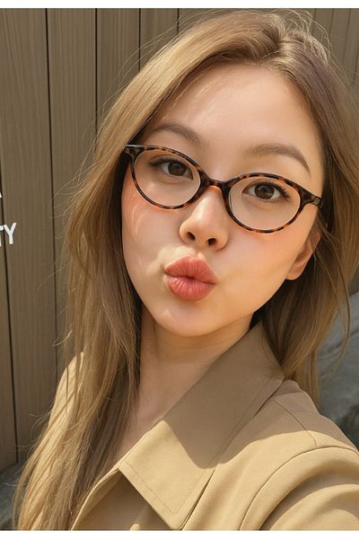 Lexi Bella Blue Light Protection Miux Mi Leopard Pattern Ellipse Unisex Glasses with Metal Accessories Uv 400 Ce Certificated