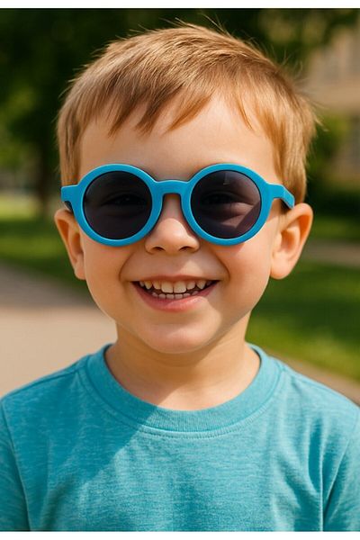 Lexi Bella Cute Children's Sunglasses Blue Round Frame Uv 400 Protection Ce Certificated Kids Children's Sun Glasses