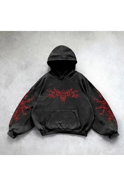 1blood Washable Punk Gothic Hooded Sweatshirt
