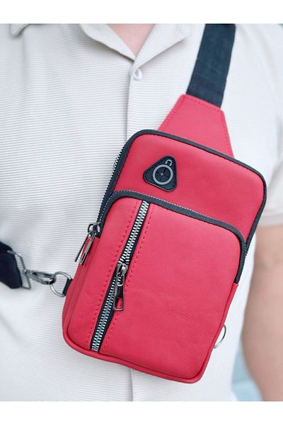 h&c bag butik Cross Chest and Backpack Bodybag Functional Leather Fabric Shoulder Bag with Headphone Outlet