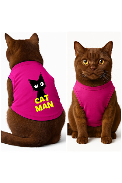 Buddy Store Cat Outfit Clothes Singlet - Catman Printed Pink Singlet - Size L