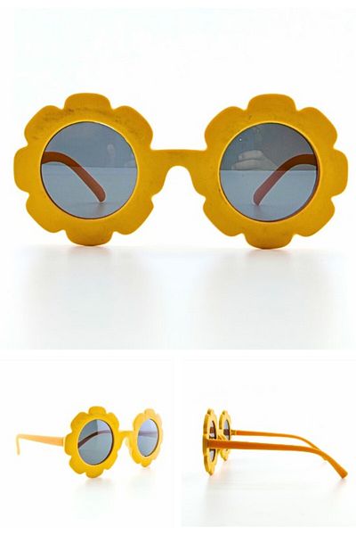 Lexi Bella Cute Kids Sunglasses Dark Yellow Daisy Frame Uv 400 Protection Ce Certificated Sunglasses Unise
