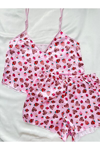 İNKO İÇ GİYİM Σετ πιτζάμες με σατέν σχέδιο με ρυθμιζόμενο λουράκι