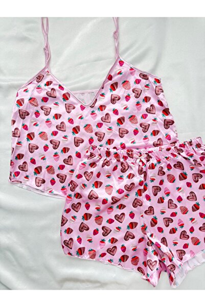 İNKO İÇ GİYİM Σετ πιτζάμες με σατέν σχέδιο με ρυθμιζόμενο λουράκι