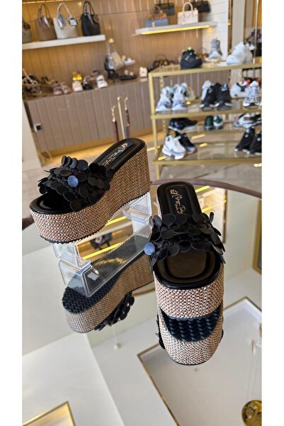 DUYGUSHOESBAG Kadın Hasır Taban Platform Terlik