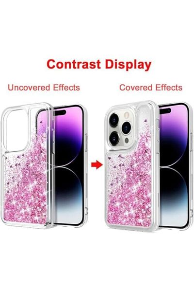 Generic 15 Pro Case, Bling Moving Liquid Floating Sparkle Colorful Glitter Waterfall TPU Protective Case wit